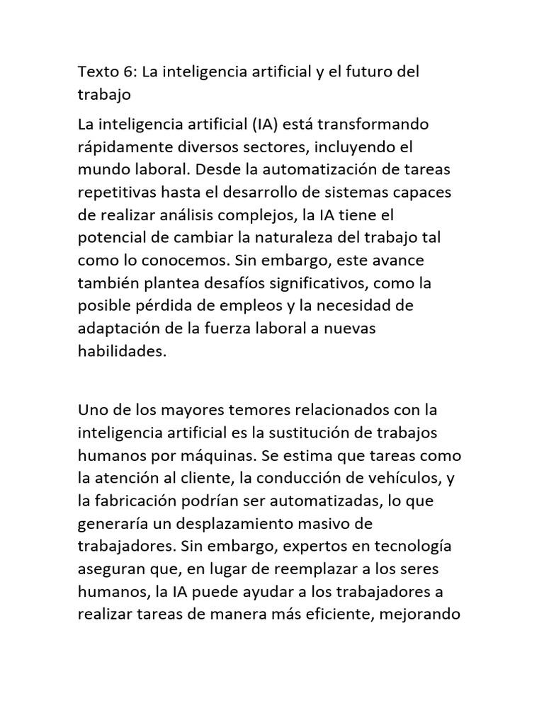 IA y su impacto en el futuro laboral | PDF | Inteligencia artificial ...