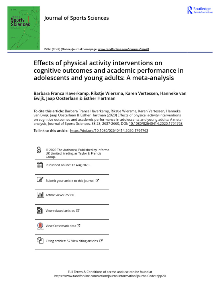 Physical Activity's Impact on Youth Cognition | PDF | Effect Size ...