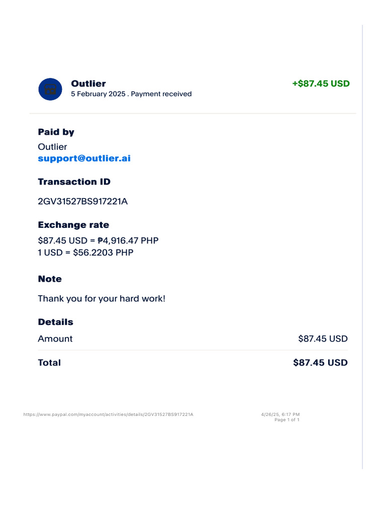PayPal - Transaction Details | PDF