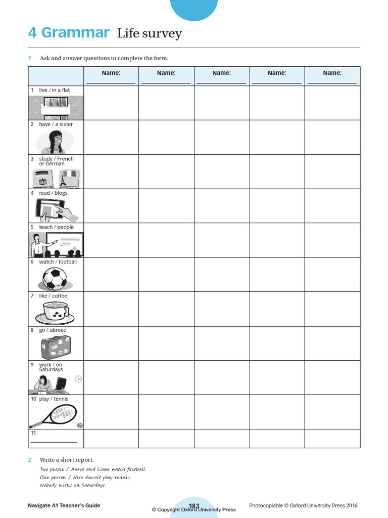 Life Survey Grammar Exercises | PDF