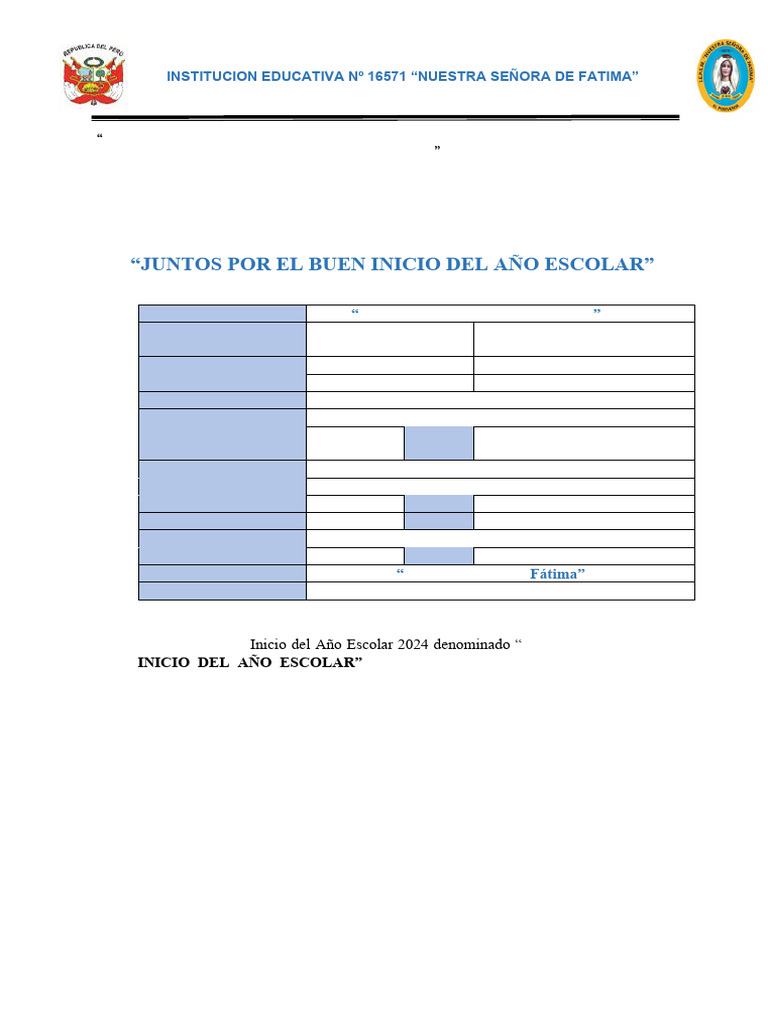 PLAN DE BUEN INICIO DEL AÑO ESCOLAR 2024 Espacios | PDF | Aprendizaje