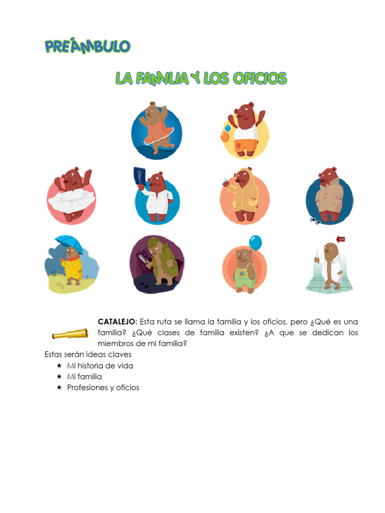 La Familia y Sus Oficios: Actividades Creativas | PDF