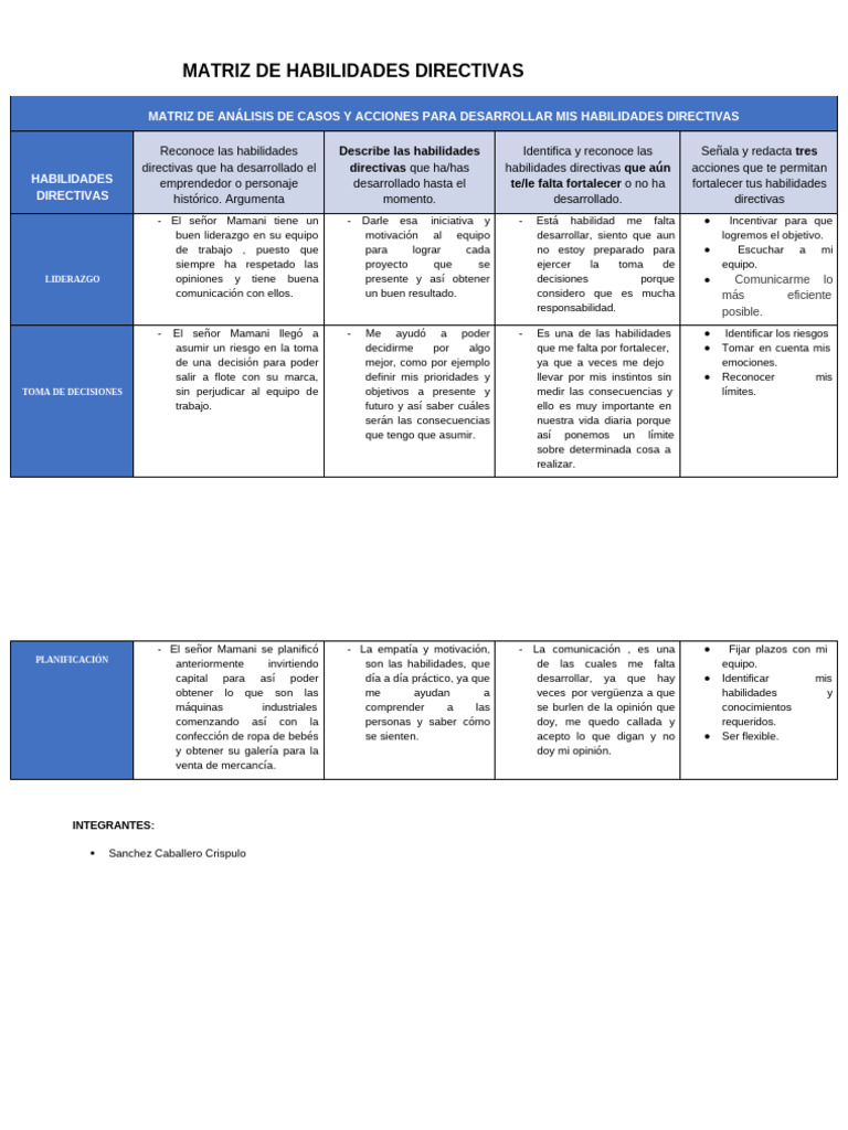 Matriz de Habilidades Directivas | PDF | Liderazgo