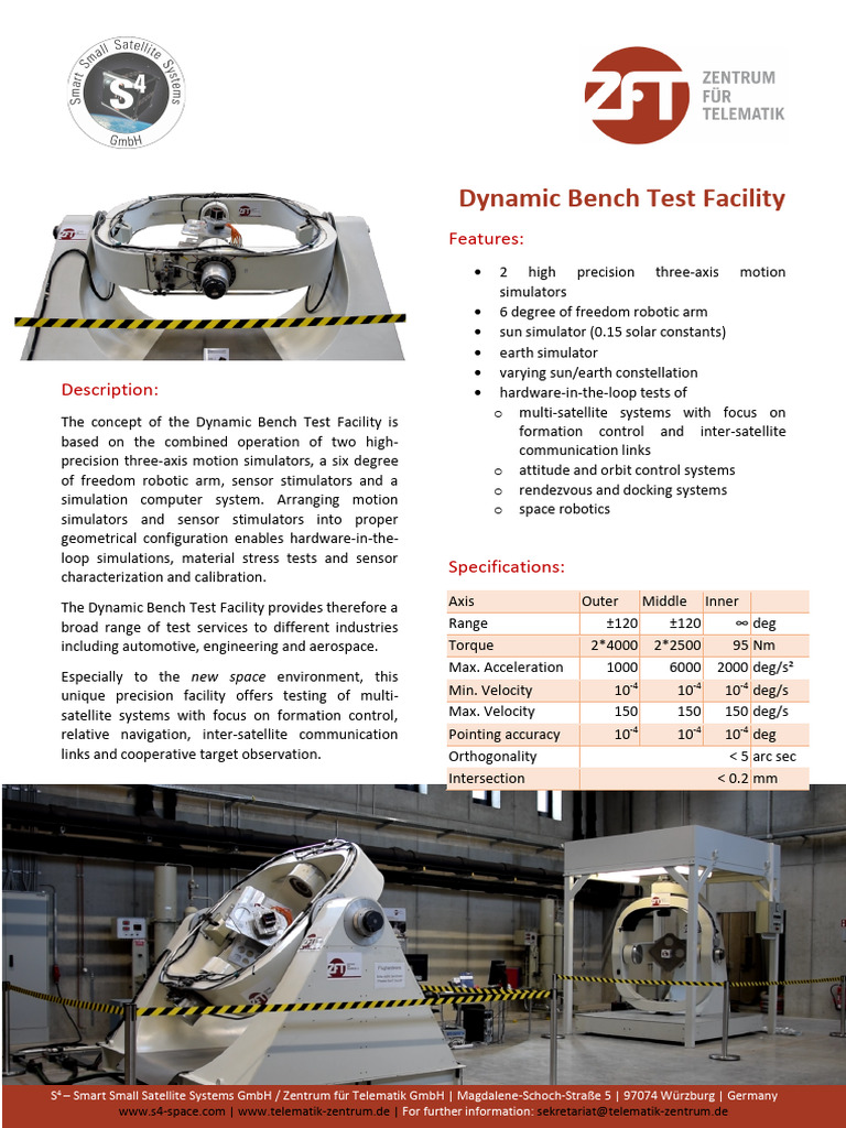 S4 Flyer Dynamic Bench Test Facility Datasheet | PDF | Simulation ...