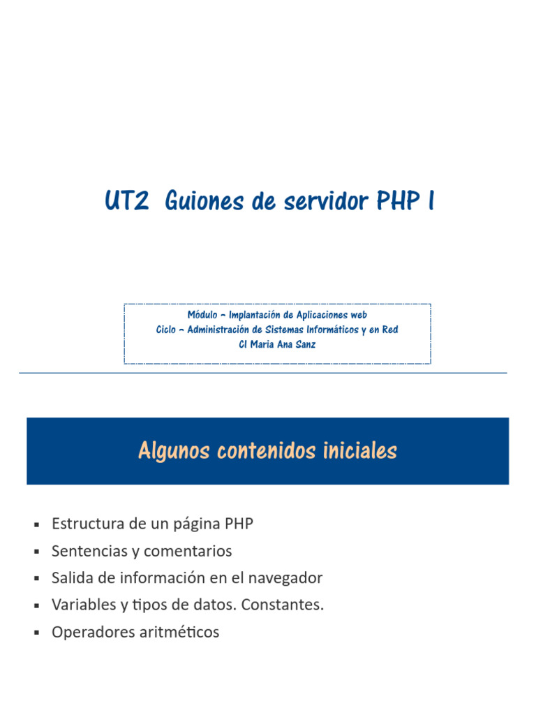 Presentación UT2 Guiones de Servidor PHP I | PDF | Redes | Internet y web