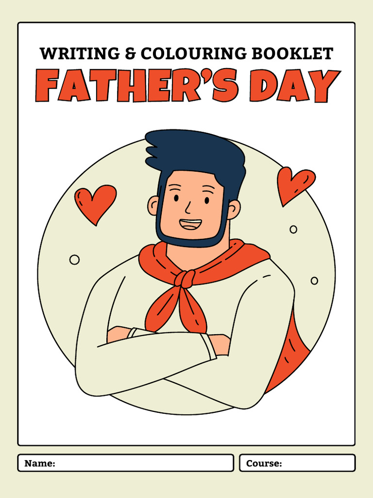 Writing & Colouring Booklet in Red, Blue, and Cream Comic Style | PDF