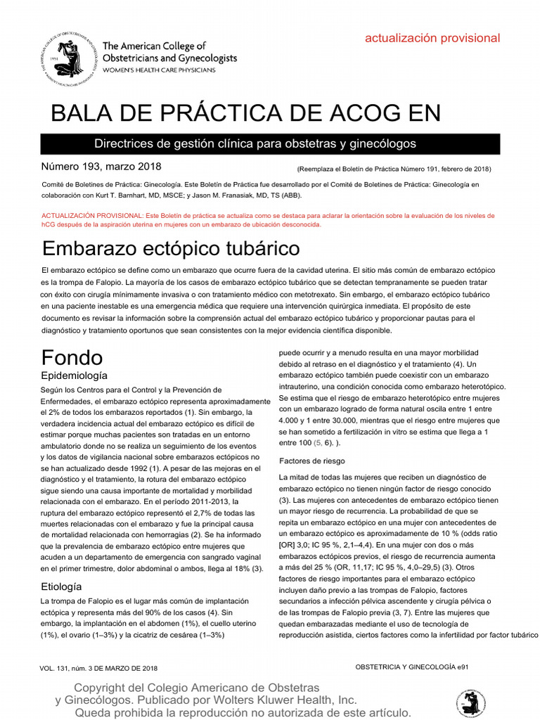 Acog Practice Bulletin No 193 2018 | PDF | El embarazo | Control de la ...