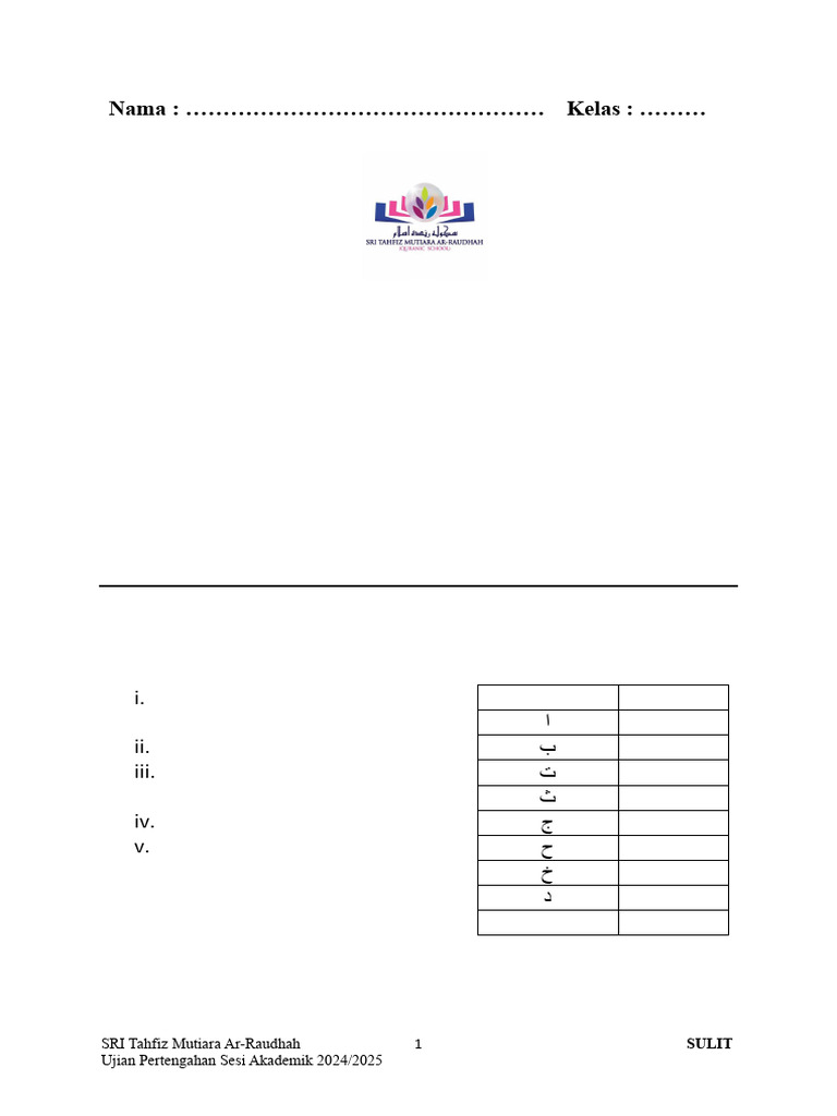 Jawi UPSA 2024 T6 | PDF