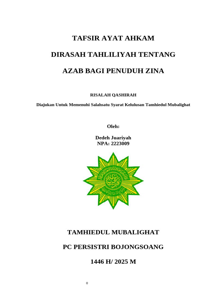 Tafsir Azab Penuduh Zina dalam Islam | PDF
