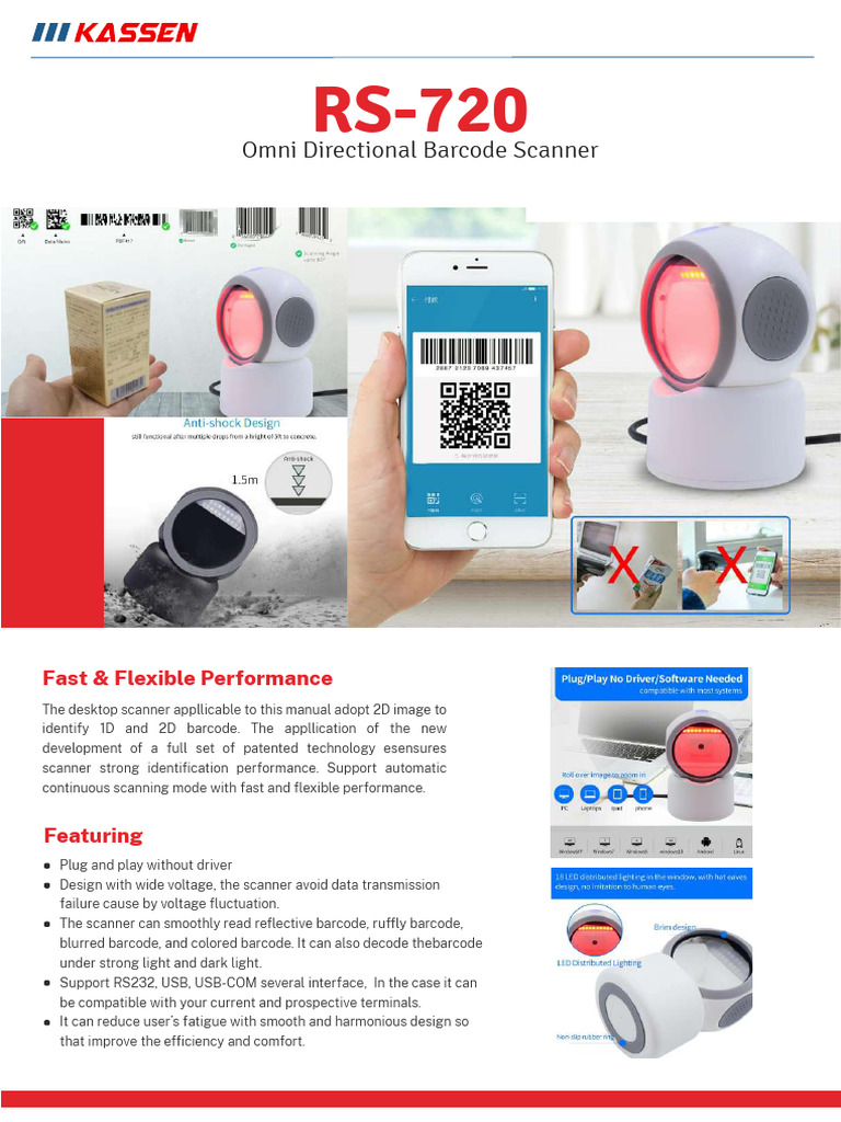 RS-720 Omni Directional Barcode Scanner | PDF | Barcode | Image Scanner
