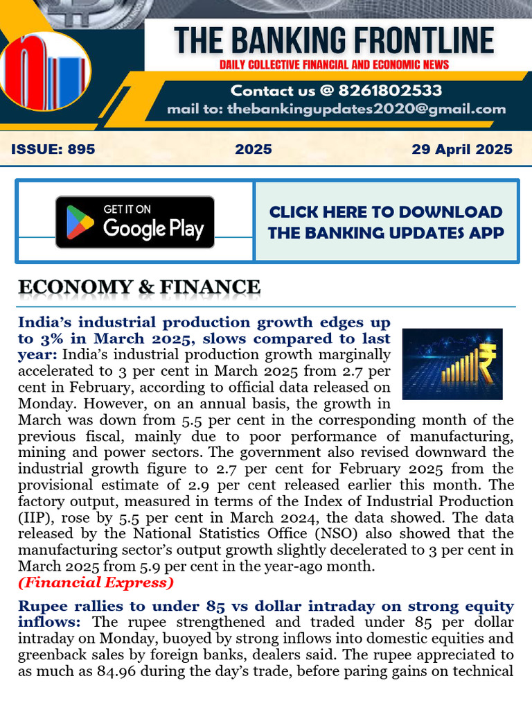 29.04.2025 - The Banking Frontline | PDF | Reserve Bank Of India | Tariff
