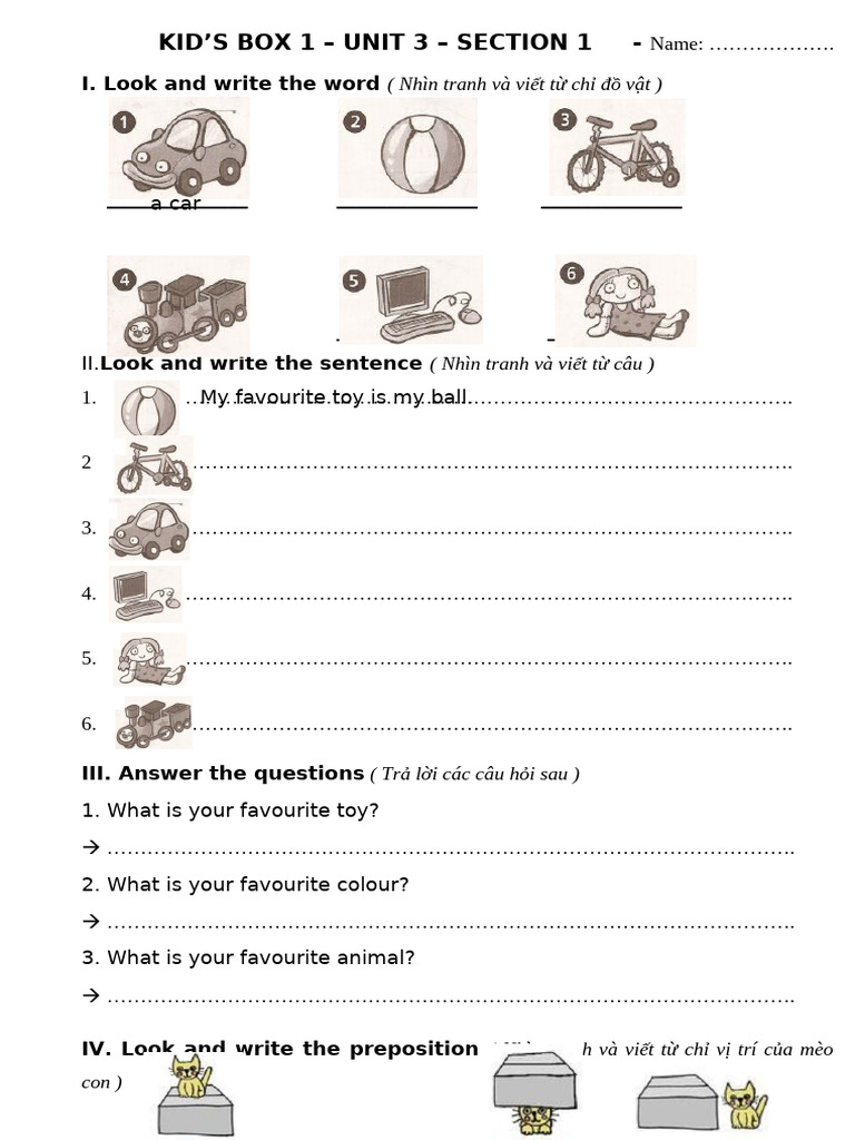 Kid's Box 1 Unit 3 Worksheet | PDF | Play (Activity) | Toys