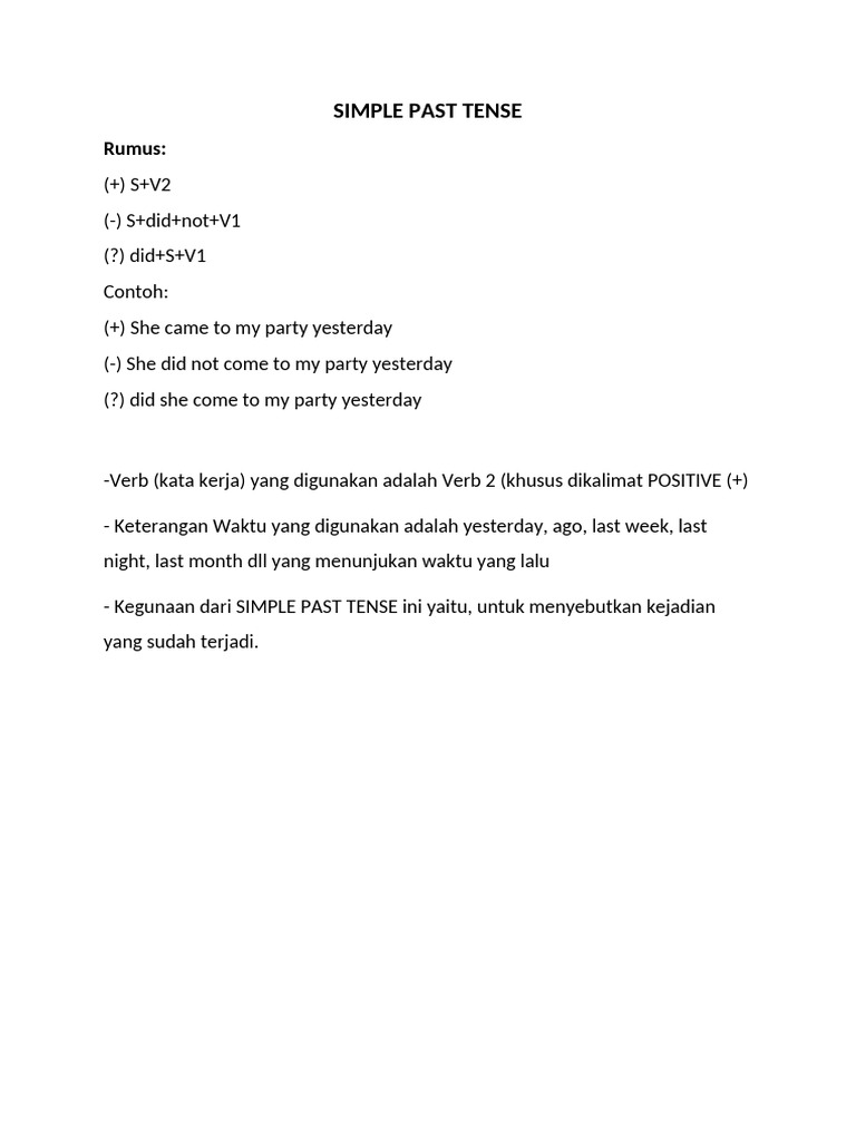 Simple Past Tense | PDF