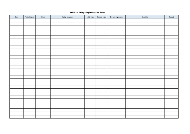 Vehicle Using Registration Form | PDF