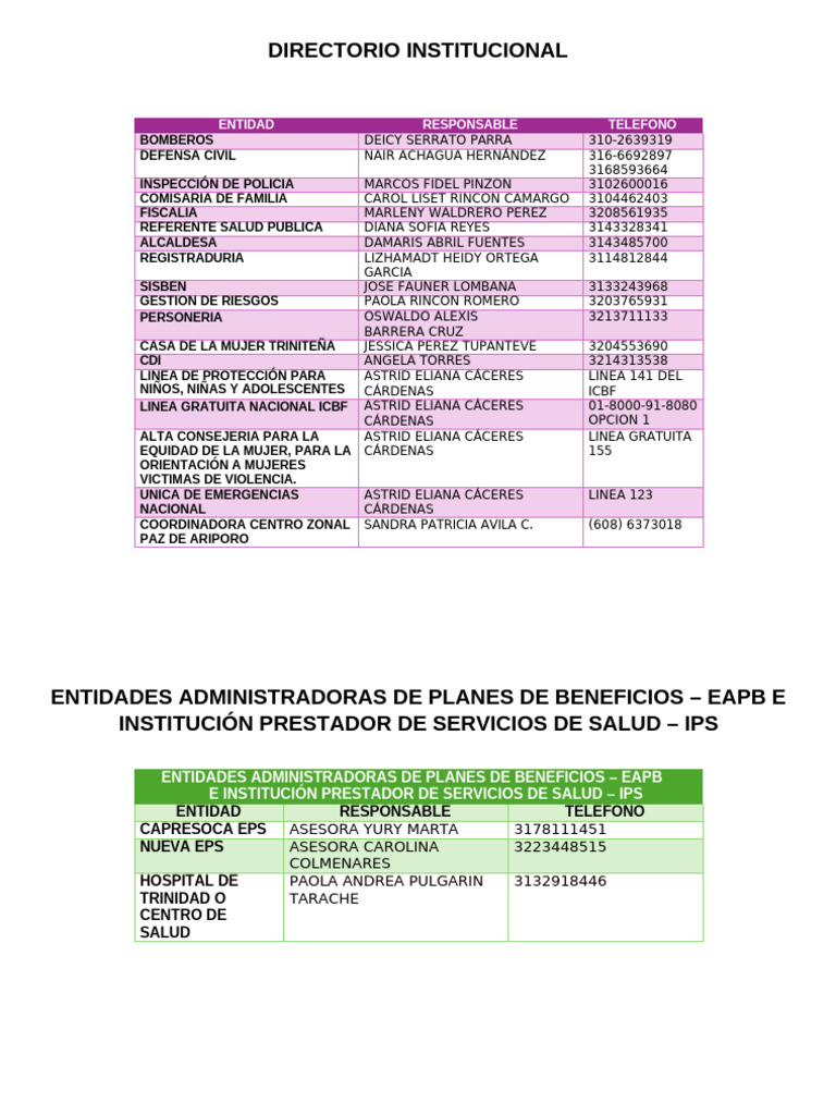 Directorio Institucional | PDF | Programas sociales | Colombia
