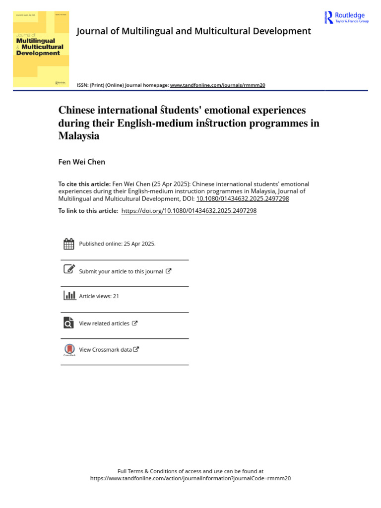 Chinese International Students Emotional Experiences During Their ...