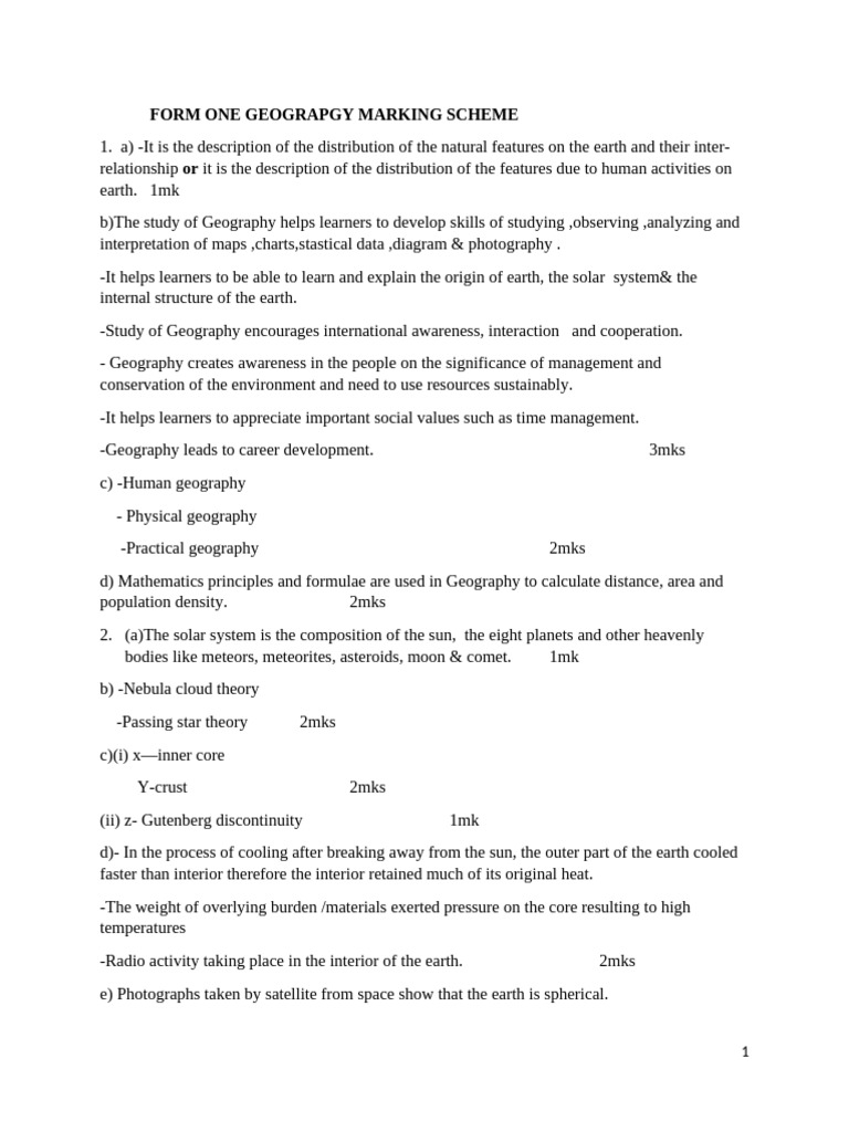 Geography Marking Scheme Overview | PDF | Earth | Atmosphere Of Earth