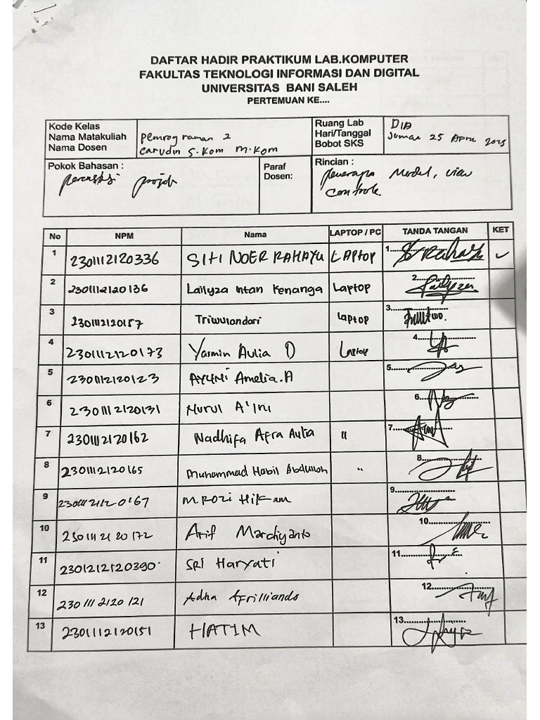 Pemrograman 2 - S1 - SI - 04 - AM - 25 April 2025 | PDF
