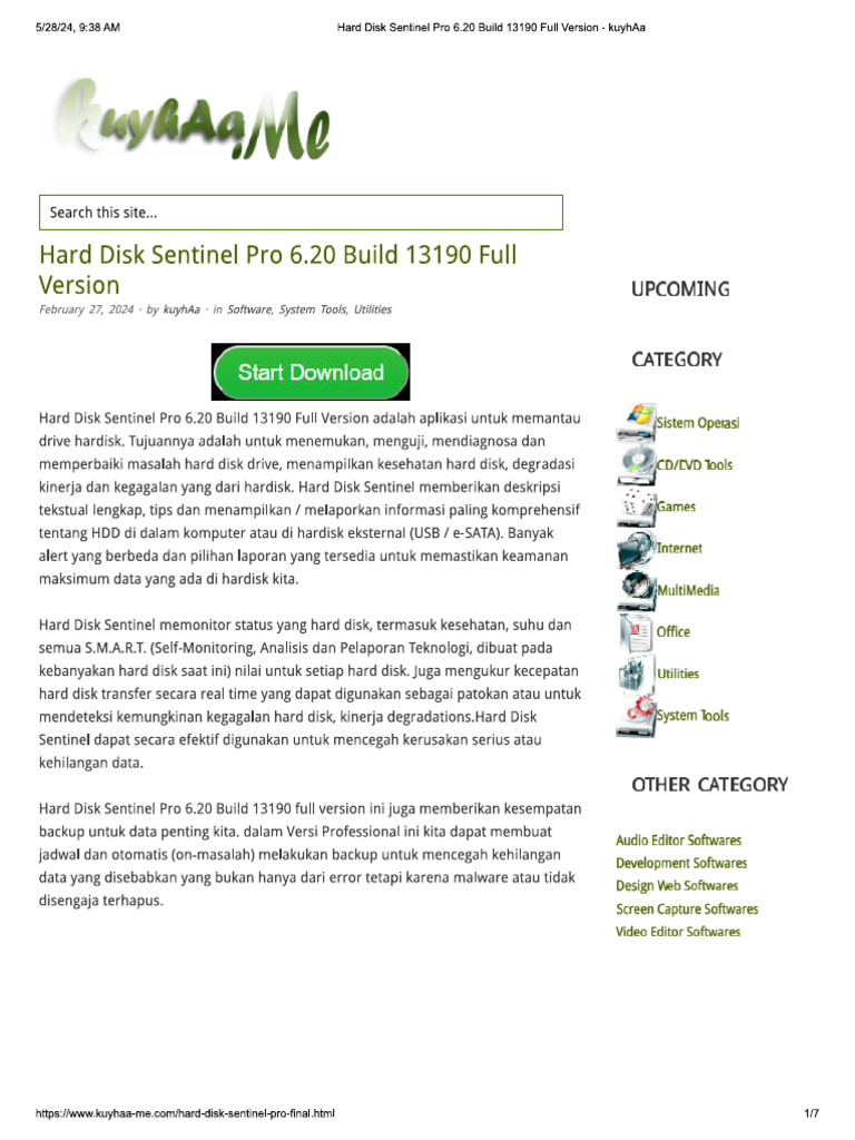 Hard Disk Sentinel Pro 6.20 Build 13190 Full Version - Kuyhaa | PDF