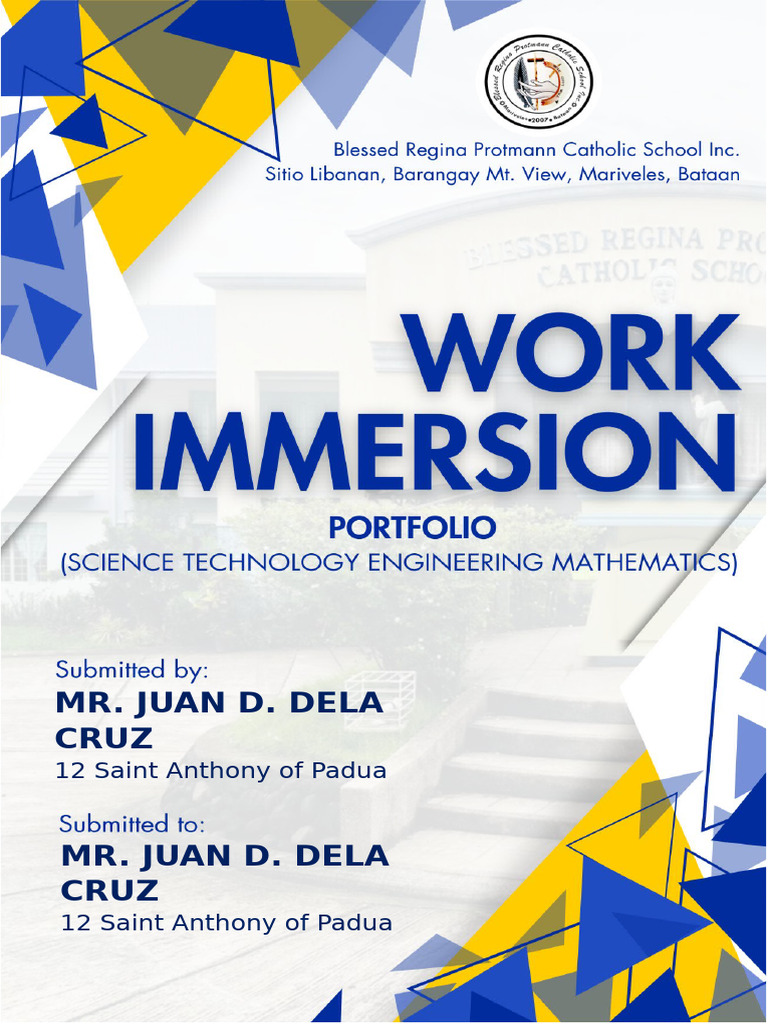 Work Immersion Portfilio and Table of Contents Format Stem | PDF