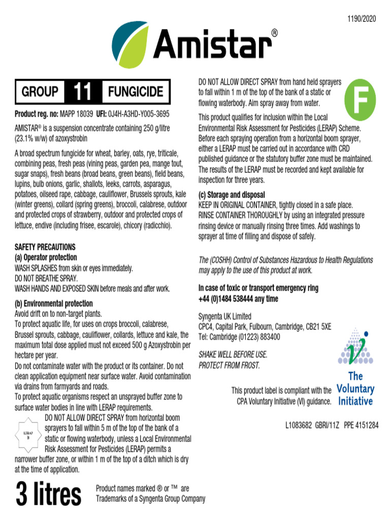 Amistar Azoxystrobin Fungicide Guide | PDF | Fungicide | Toxicity