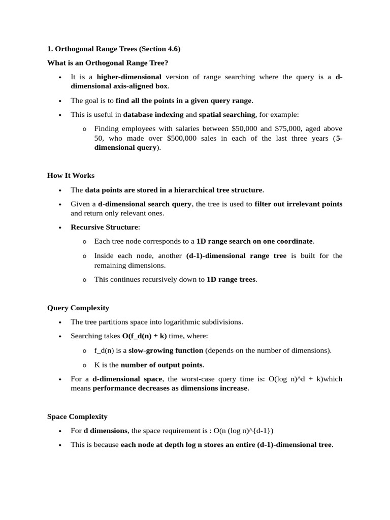 Orthogonal Range Trees Overview | PDF | Dimension | Applied Mathematics