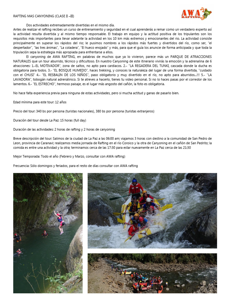 Rafting + Canyoning-1 | PDF
