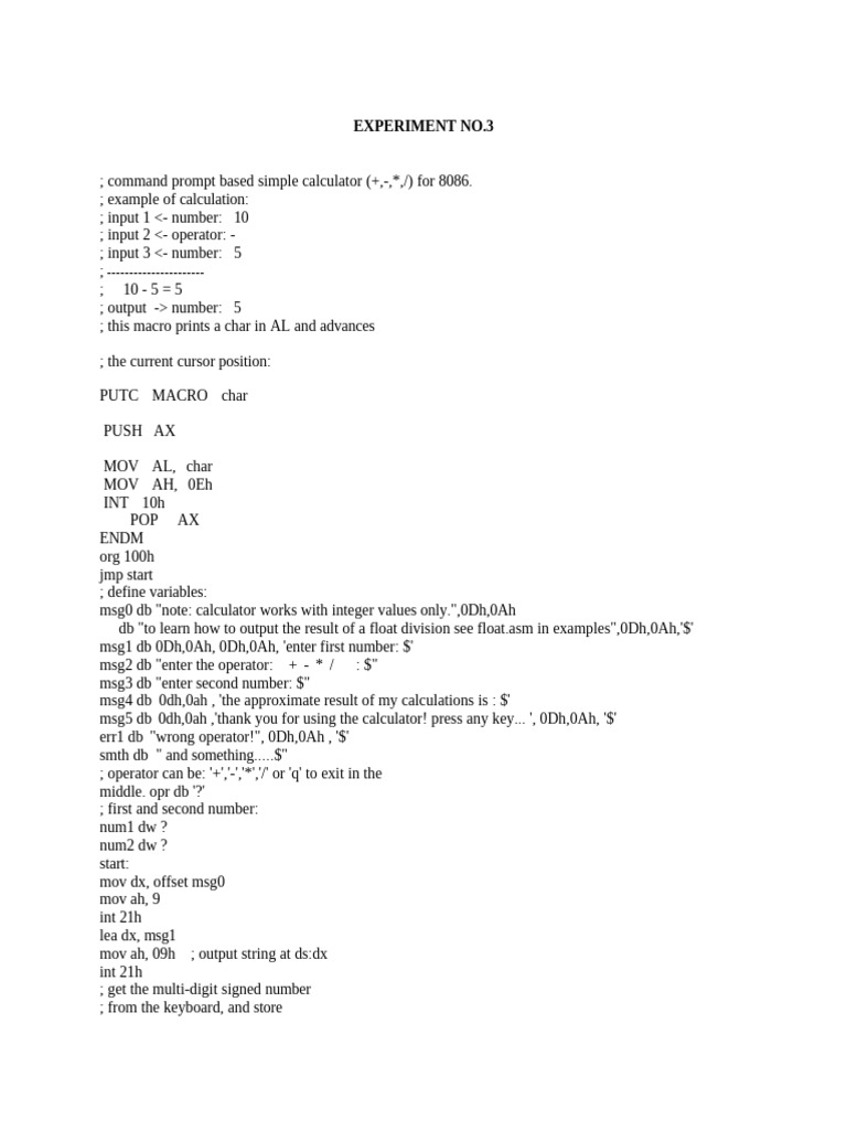Exp 3 | PDF | Computer Programming | Computer Architecture