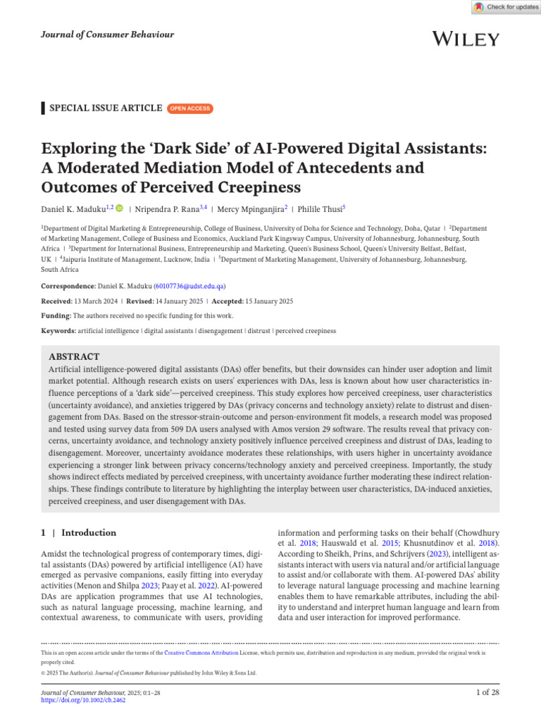 J of Consumer Behaviour - 2025 - Maduku - Exploring the Dark Side of AI ...