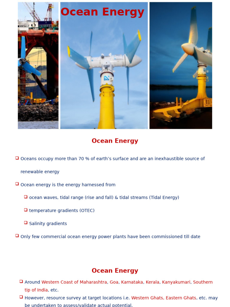 Harnessing Ocean Energy: Tidal & Wave Power | PDF | Tide | Oceans