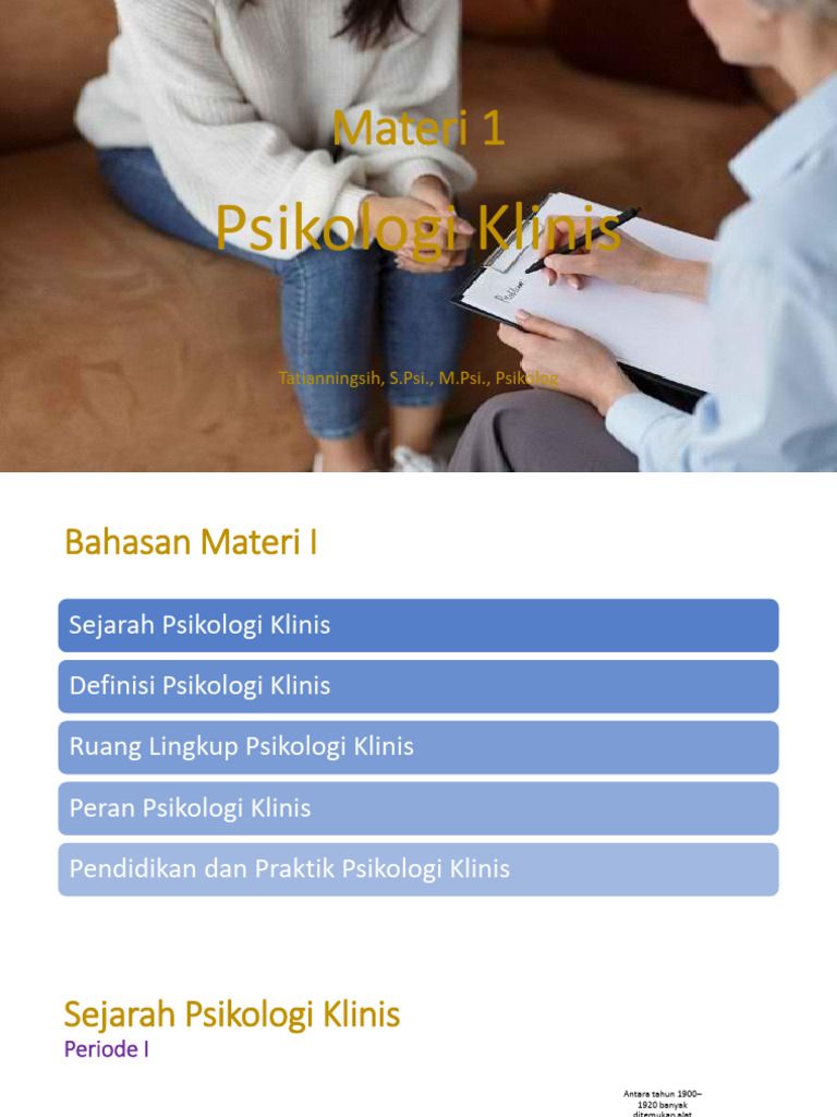 Pertemuan 1 Psikologi Klinis | PDF
