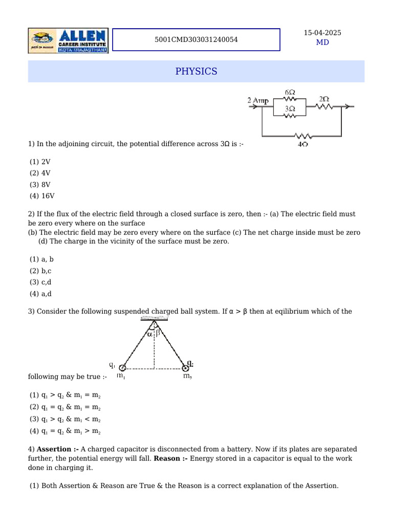 Physics Circuit and Concept Questions | PDF | Capacitor | Transformer
