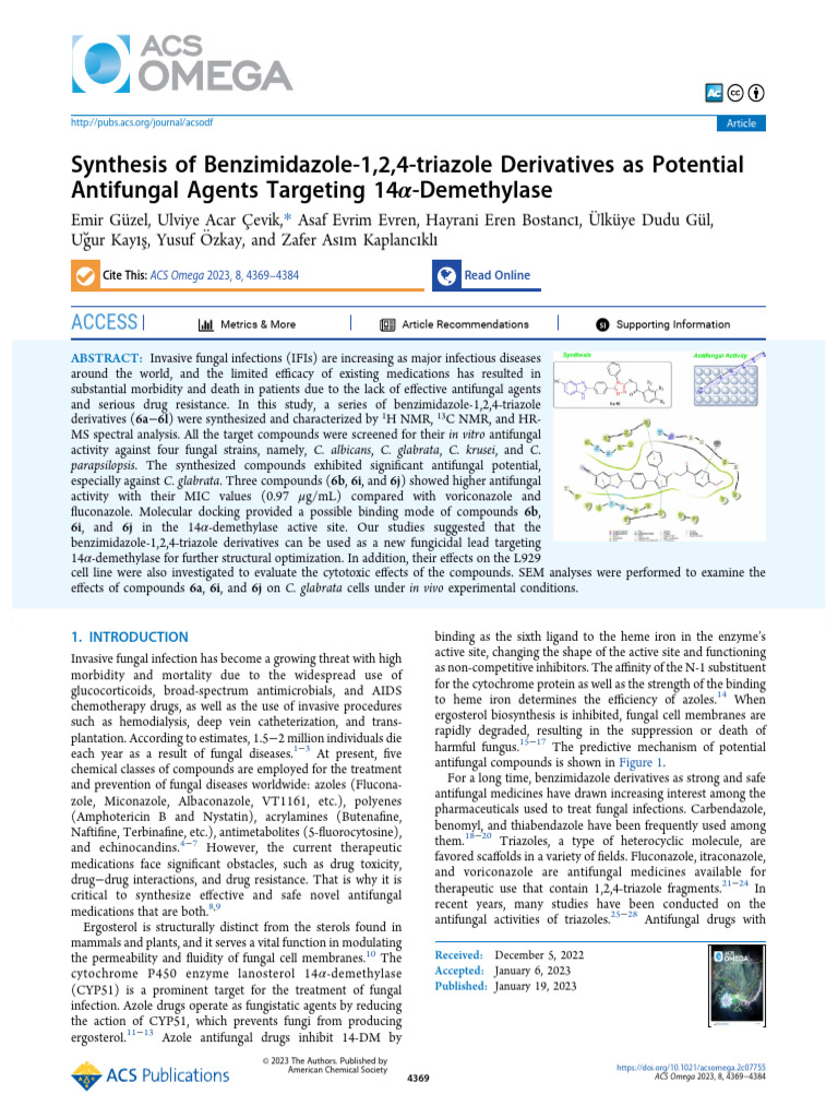 Antifungal Benzimidazole Derivatives Study | PDF | Chemistry