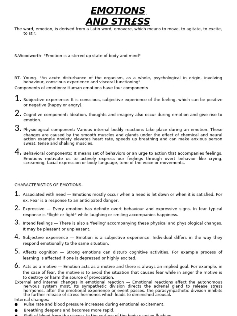 Emotion and Stress ORIGINAL WORD | PDF | Stress (Biology) | Emotions