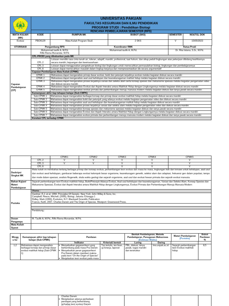 RPS Evolusi Obe | PDF