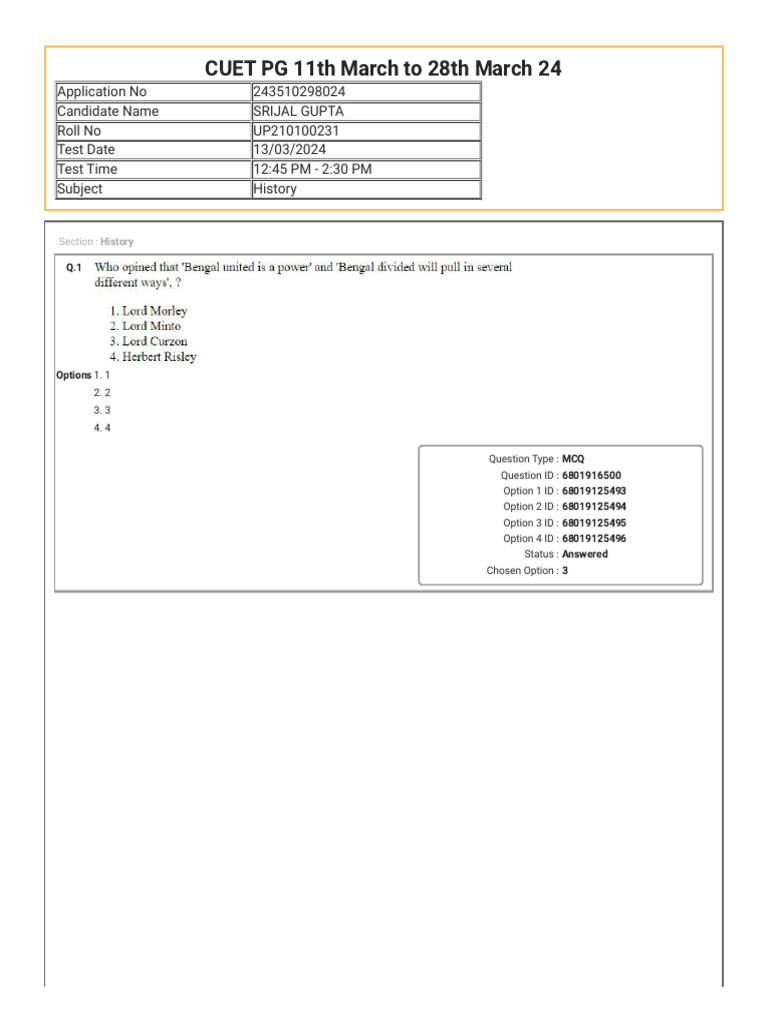 Cuet 2024 Paper - 42708317 - 2025 - 01 - 19 - 17 - 31 | PDF | Multiple ...