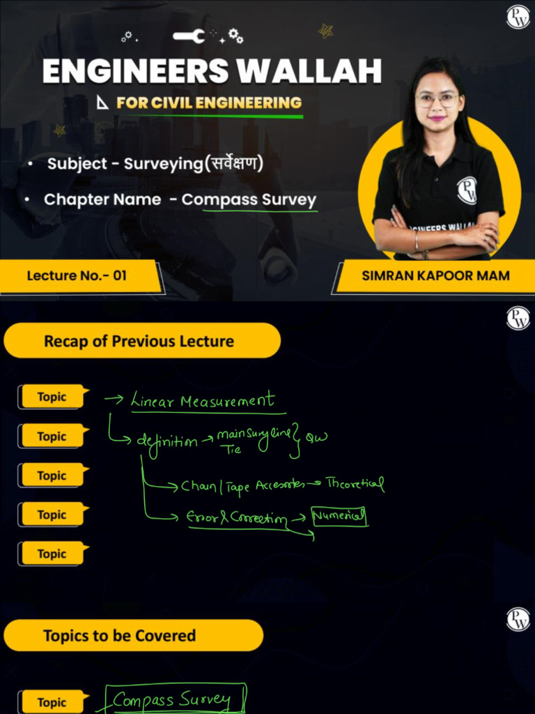 Compass Survey 01 Class Notes PDF | PDF