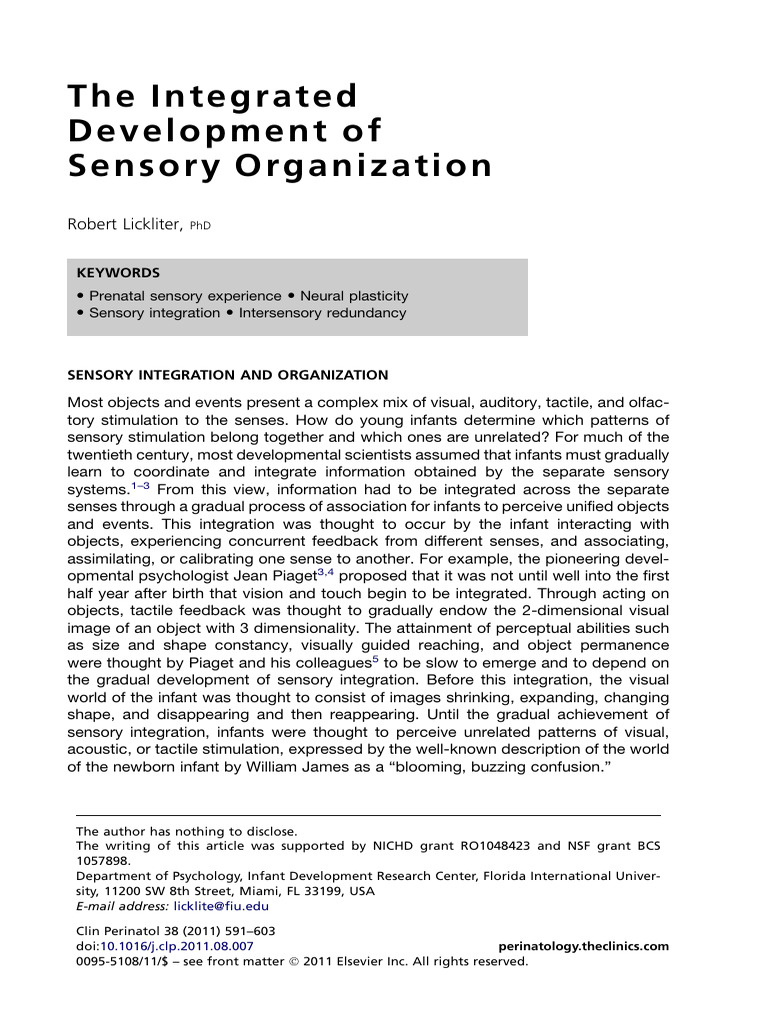 Sensory Integration in Infant Development | PDF | Perception | Senses