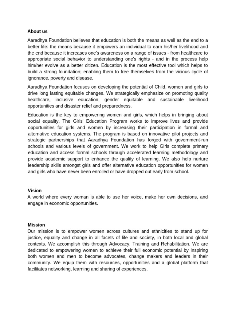 About Vision Mission | PDF