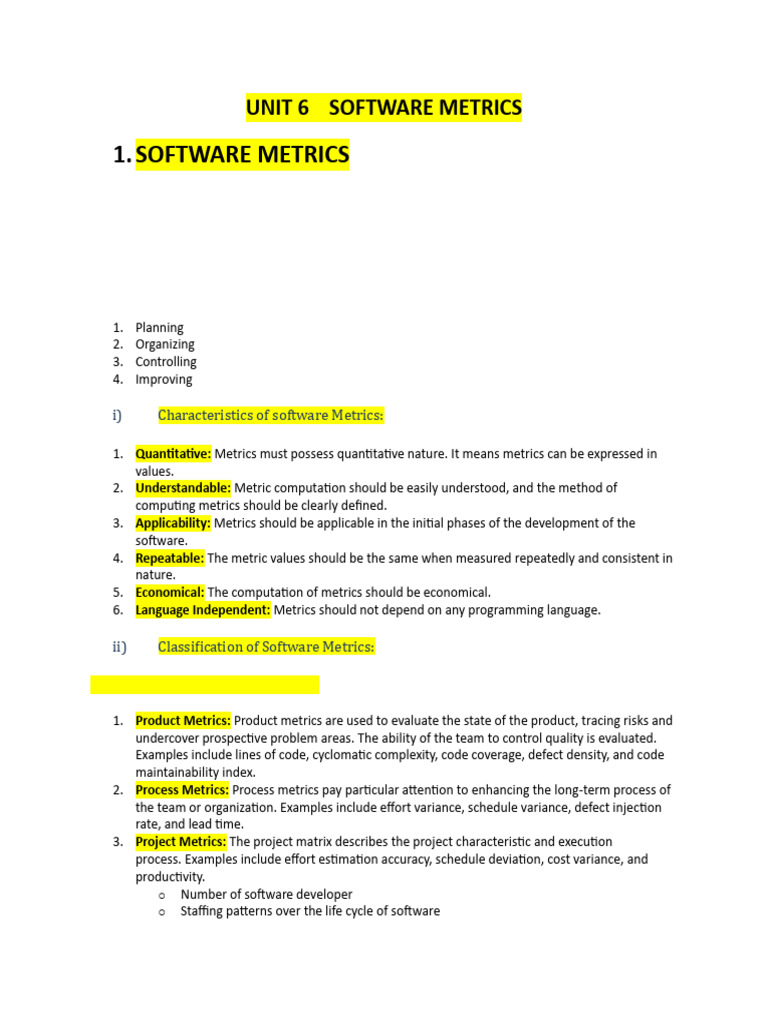 Software Metrics and Analysis Overview | PDF | Performance Indicator ...