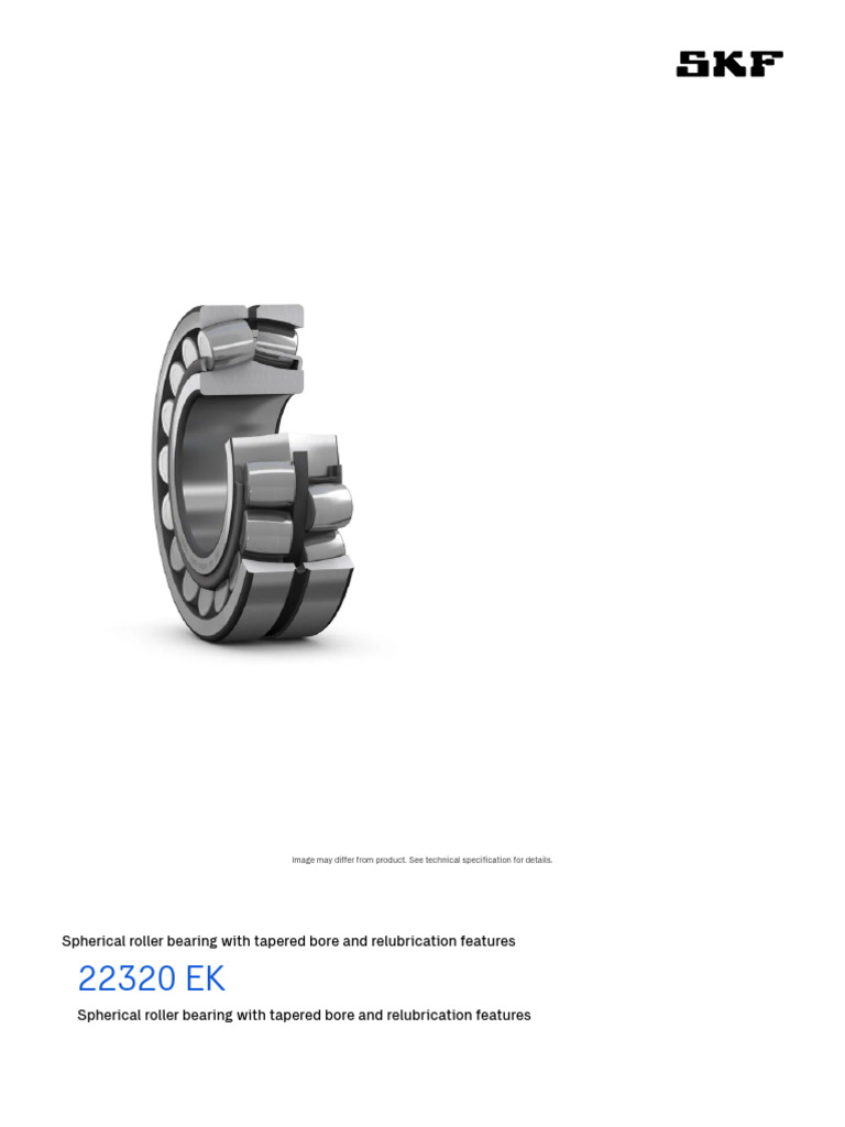 SKF 22320 EK Spherical Roller Bearing | PDF | Bearing (Mechanical ...