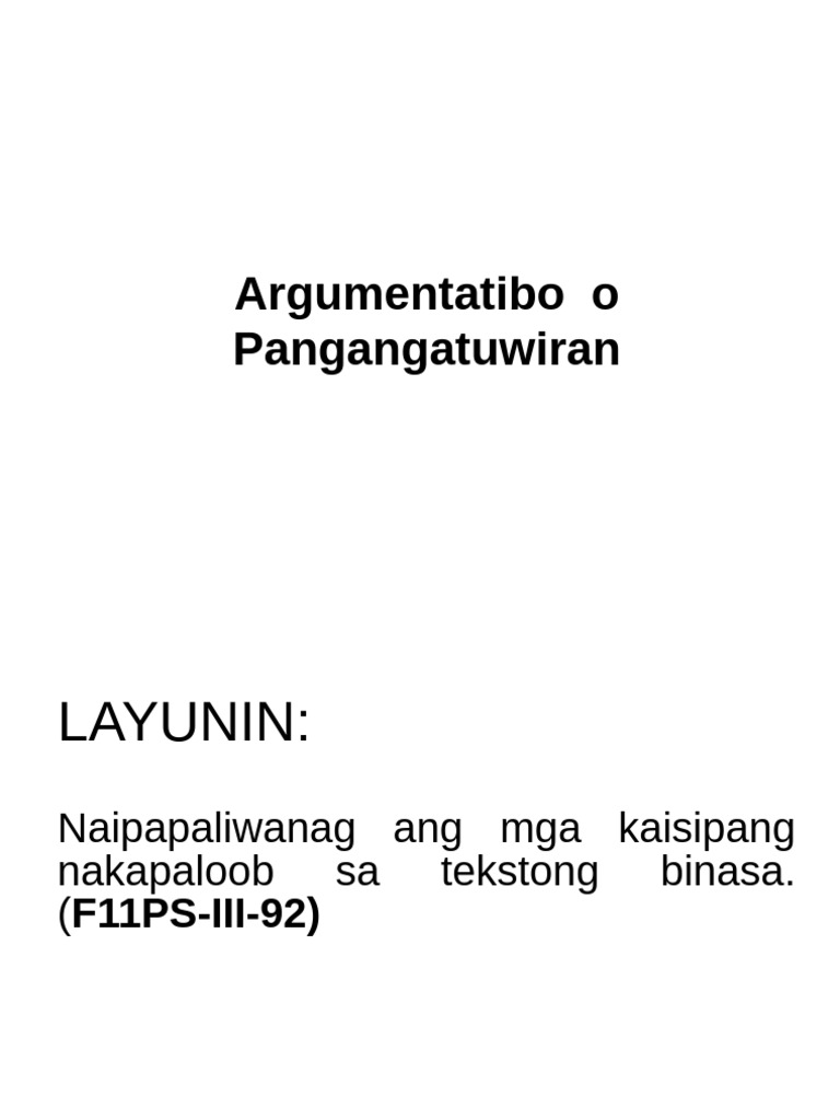 Tekstong Argumentatibo | PDF