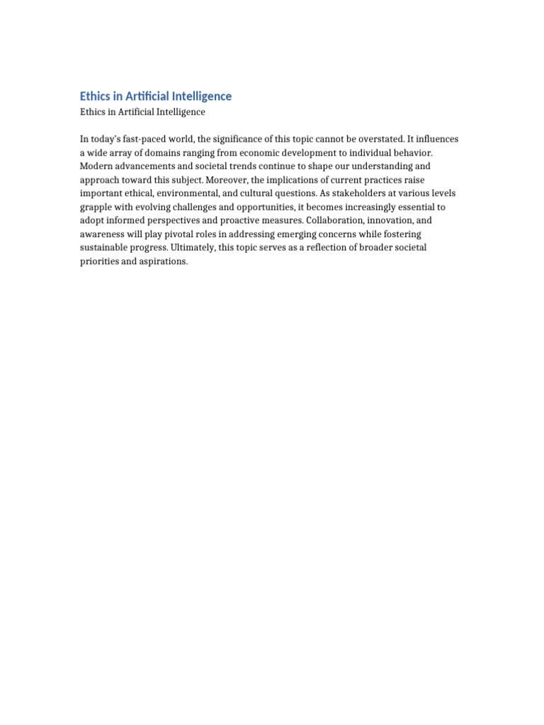 Ethics in Artificial Intelligence | PDF