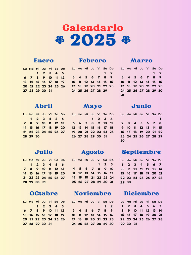 Calendario Rosa 2025 | PDF