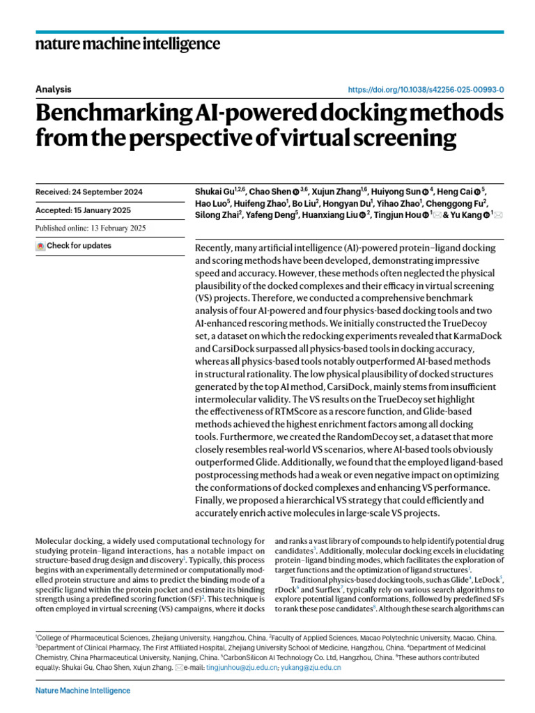Benchmarking AI Docking Methods | PDF | Docking (Molecular) | Cell Biology
