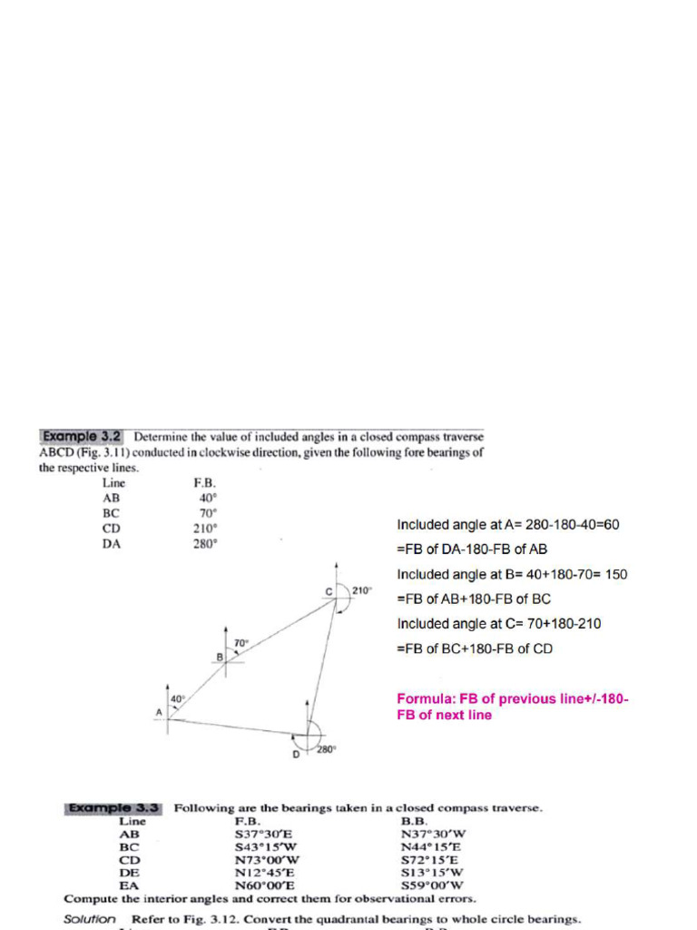 Numericals From Survey | PDF | Surveying | Applied Mathematics