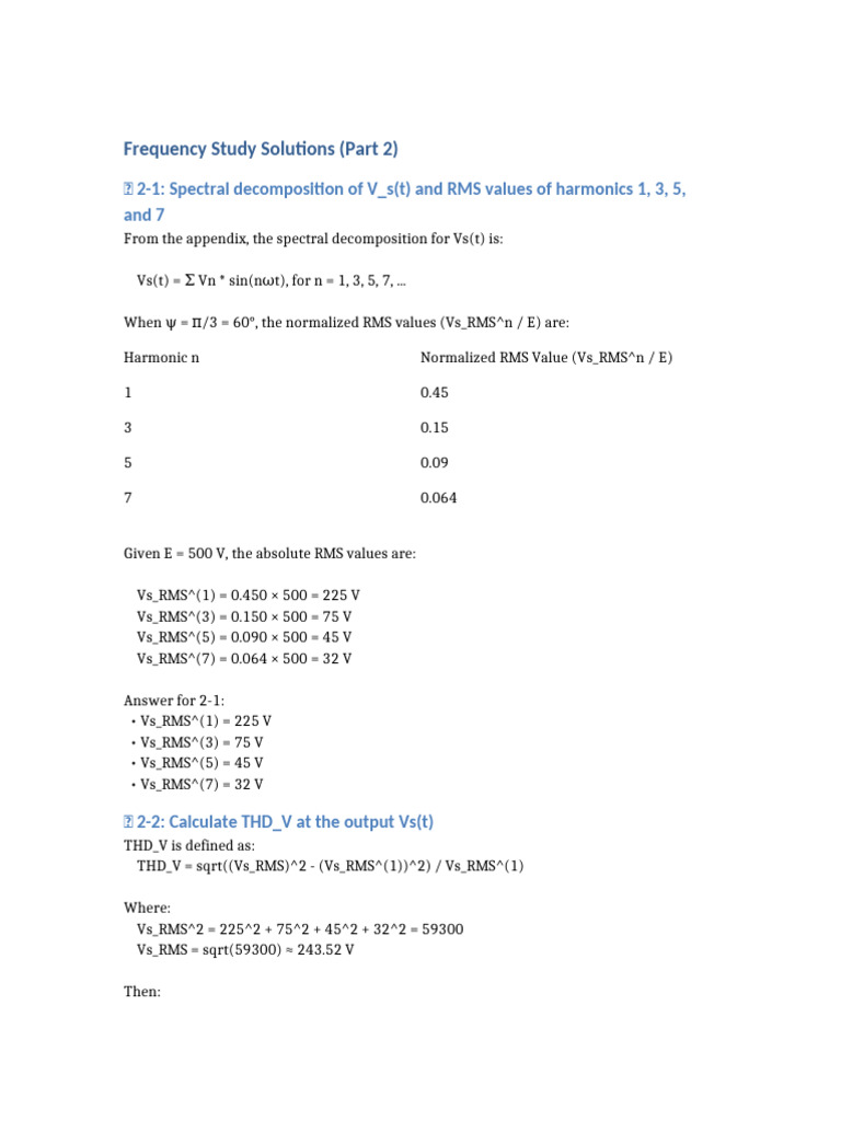 Harmonic Analysis and THD Calculation | PDF