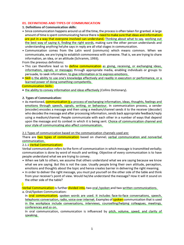 Types and Principles of Communication Skills | PDF | Communication ...