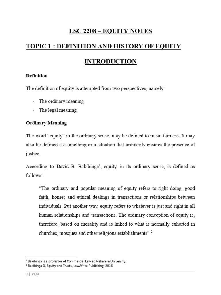 EQUITY NOTES | PDF | Equity (Law) | Concurrent Estate