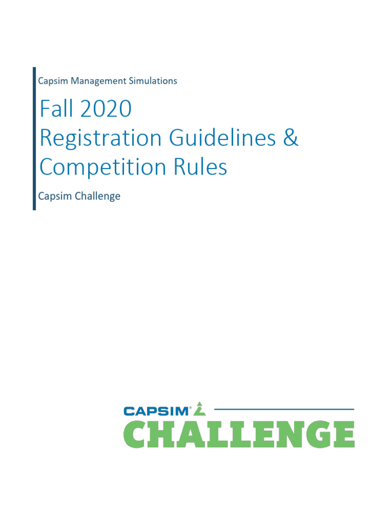 Capsim Challenge Registration Guidelines | PDF